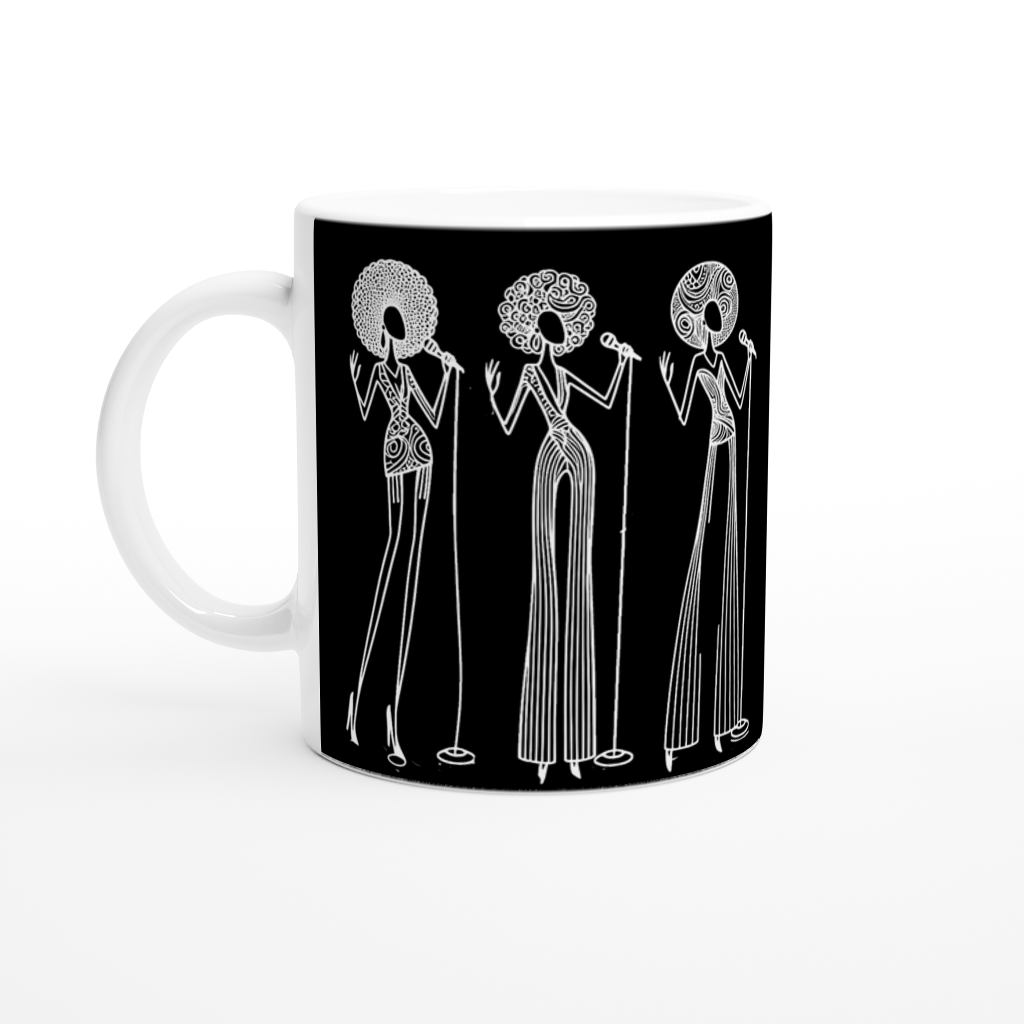 60s Singing Group- Black and White 11oz Ceramic Mug
